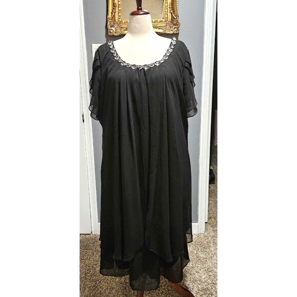 Roaman's Women's Plus Size 26W Embellished Flowy Layered Dress - Picture 1 of 10